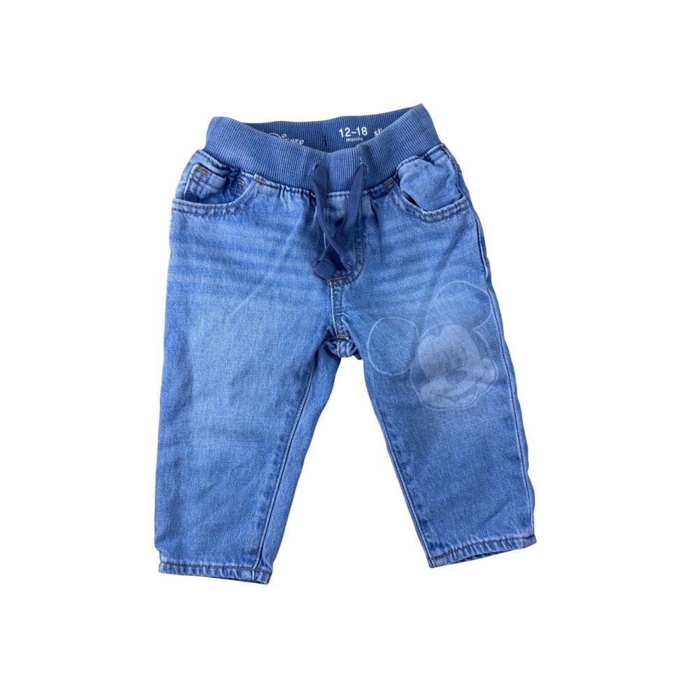 Baby Gap Disney Mickey Mouse Slim Jeans Light Wash Blue Denim 12-18 Months